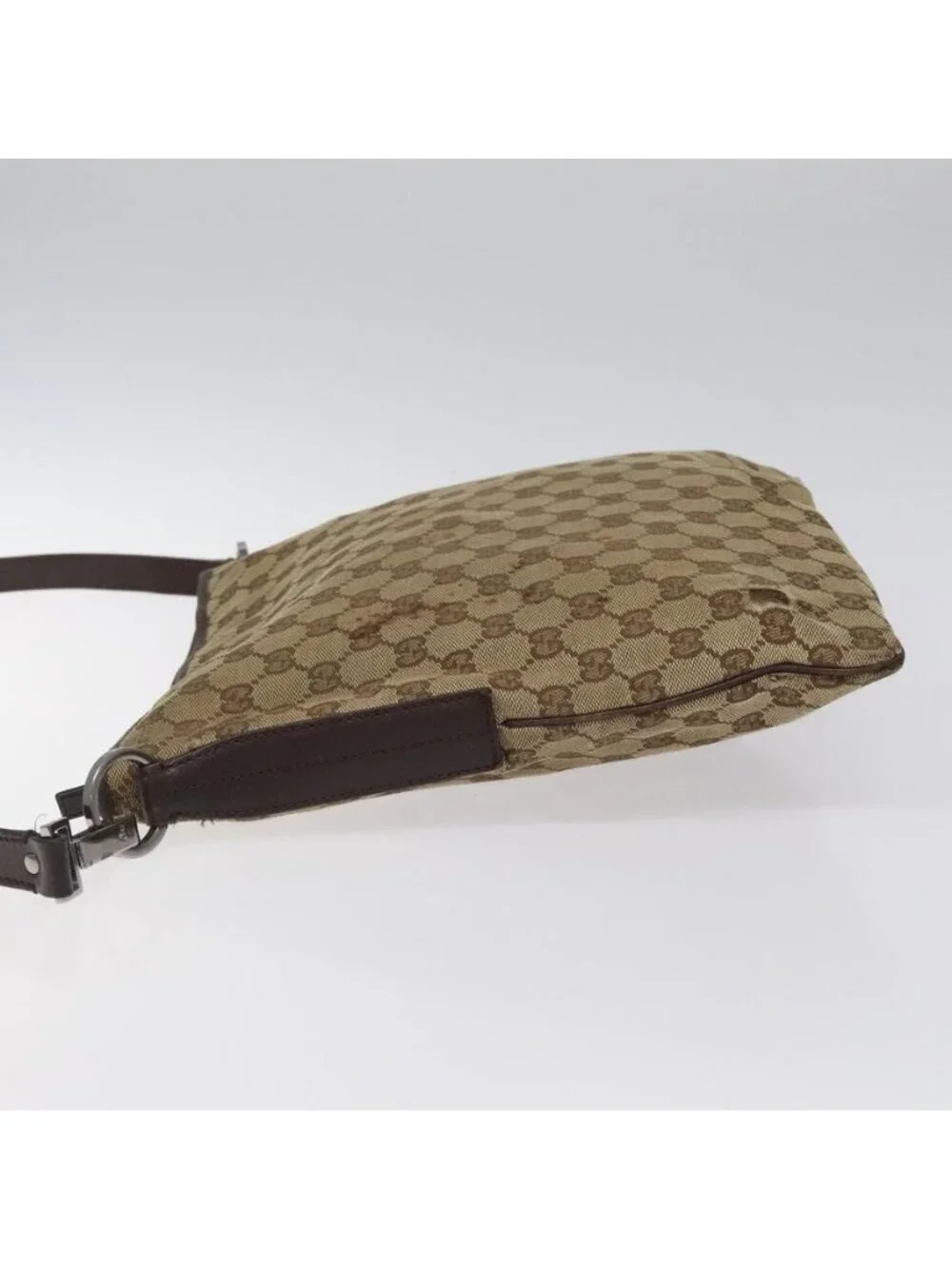 Authentic GUCCI GG Canvas Shoulder Bag Beige Silver 113013 - Picture 11 of 16